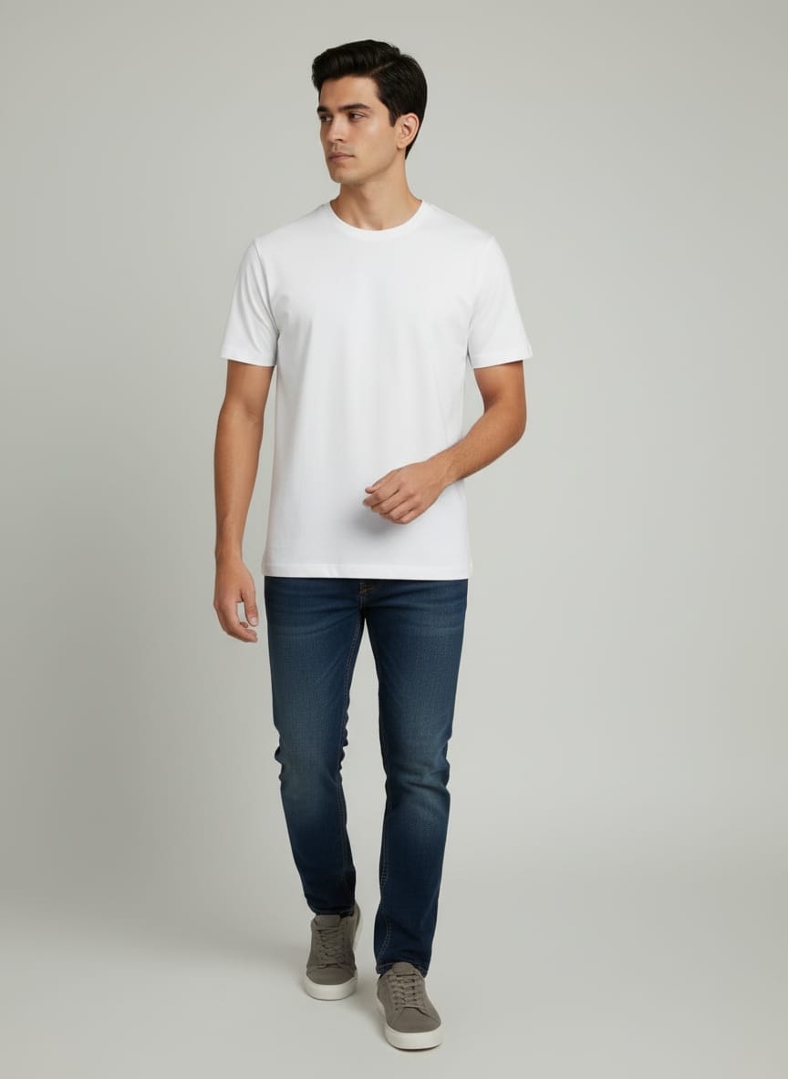 NEXPRNDE SOLID ROUND NECK TEE